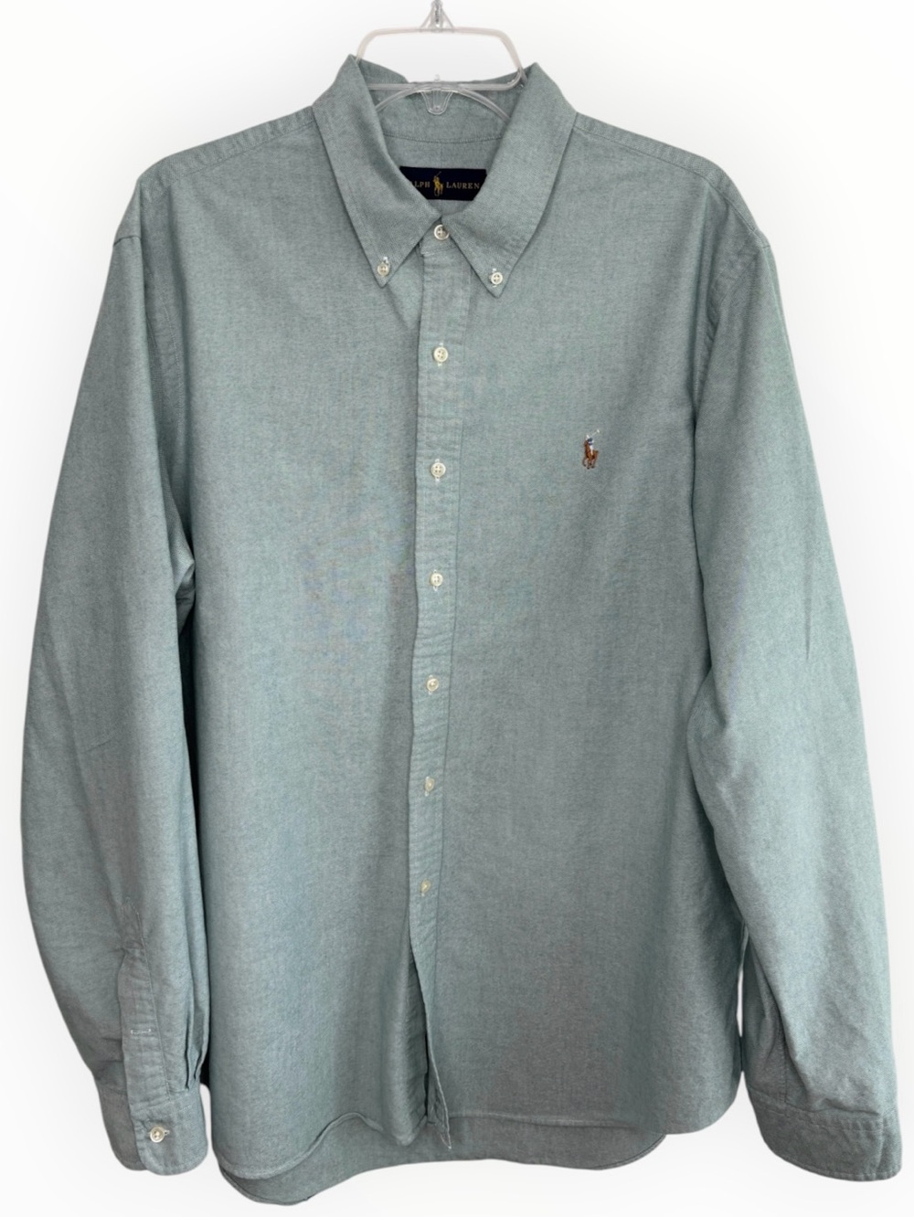 Ralph Lauren Sz XXL Classic Oxford Shirt Long Sleeve Button Down Green Polo Pony